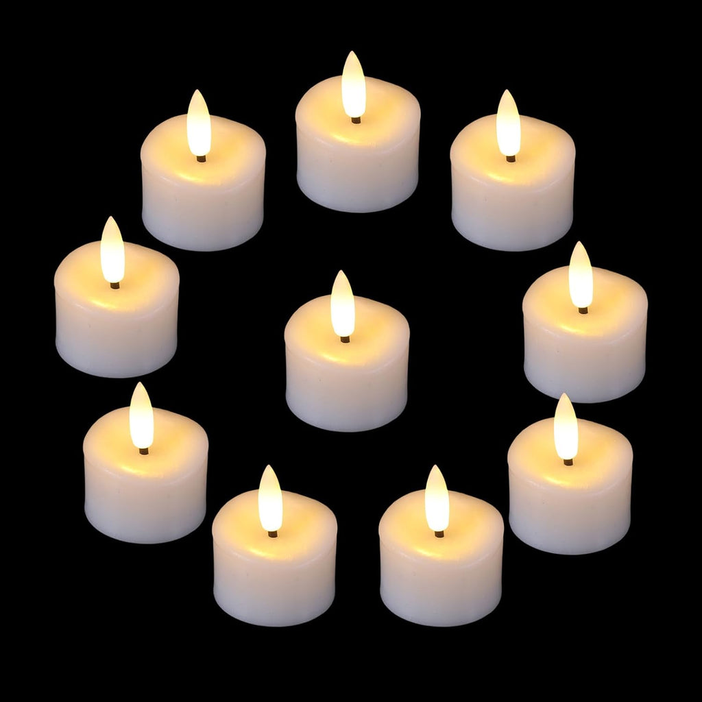 12 White Flameless Votive Candles Battery Operated with 6H Timer