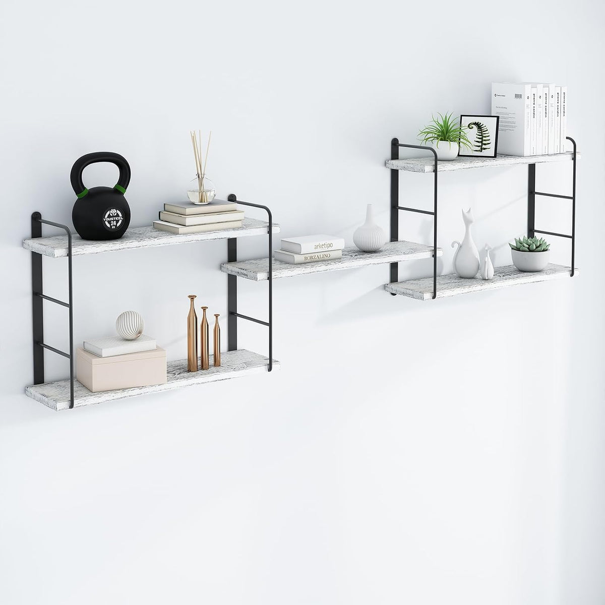 Shelves on Wall, Floating Bookshelves, Shelves for Room Wall (Washed White)