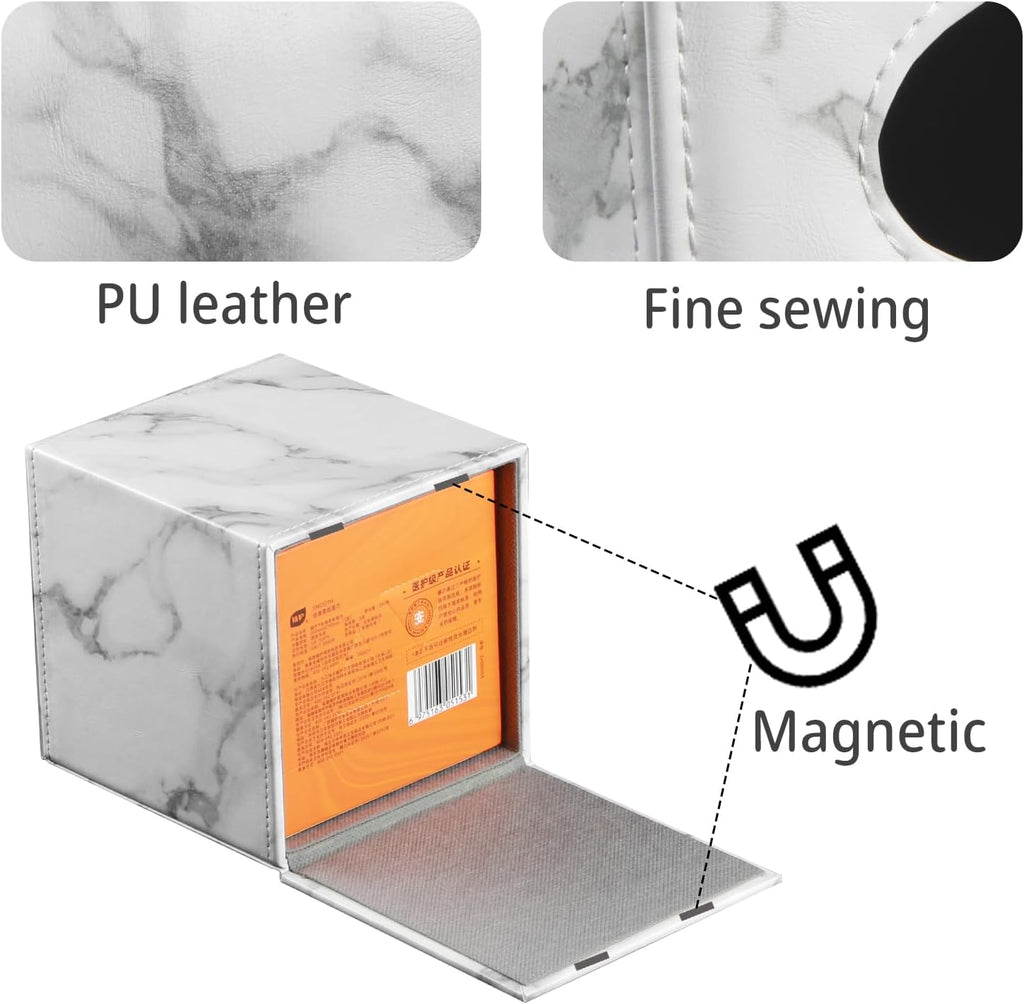 PU Leather Tissue Box Cover Square, Marble Facial Tissue Cube Box Holder