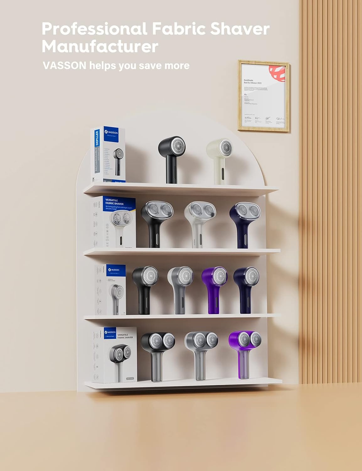 VASSON Fabric Shaver for Clothes and Furniture, Rechargeable Lint Remover