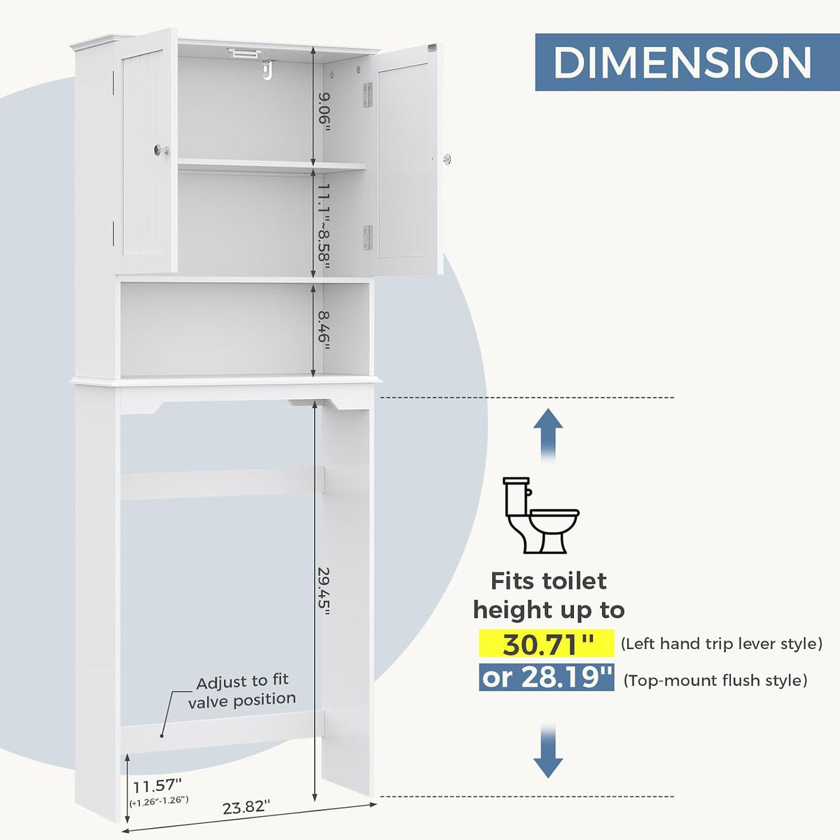 DUMOS Over the Toilet Storage Cabinet with Double Doors, Bathroom Storage