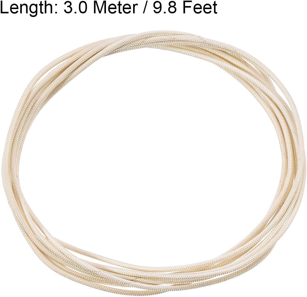 uxcell Insulation Braid Sleeving, 9.8Ft-1.5mm High TEMP Fiberglass Sleeve White