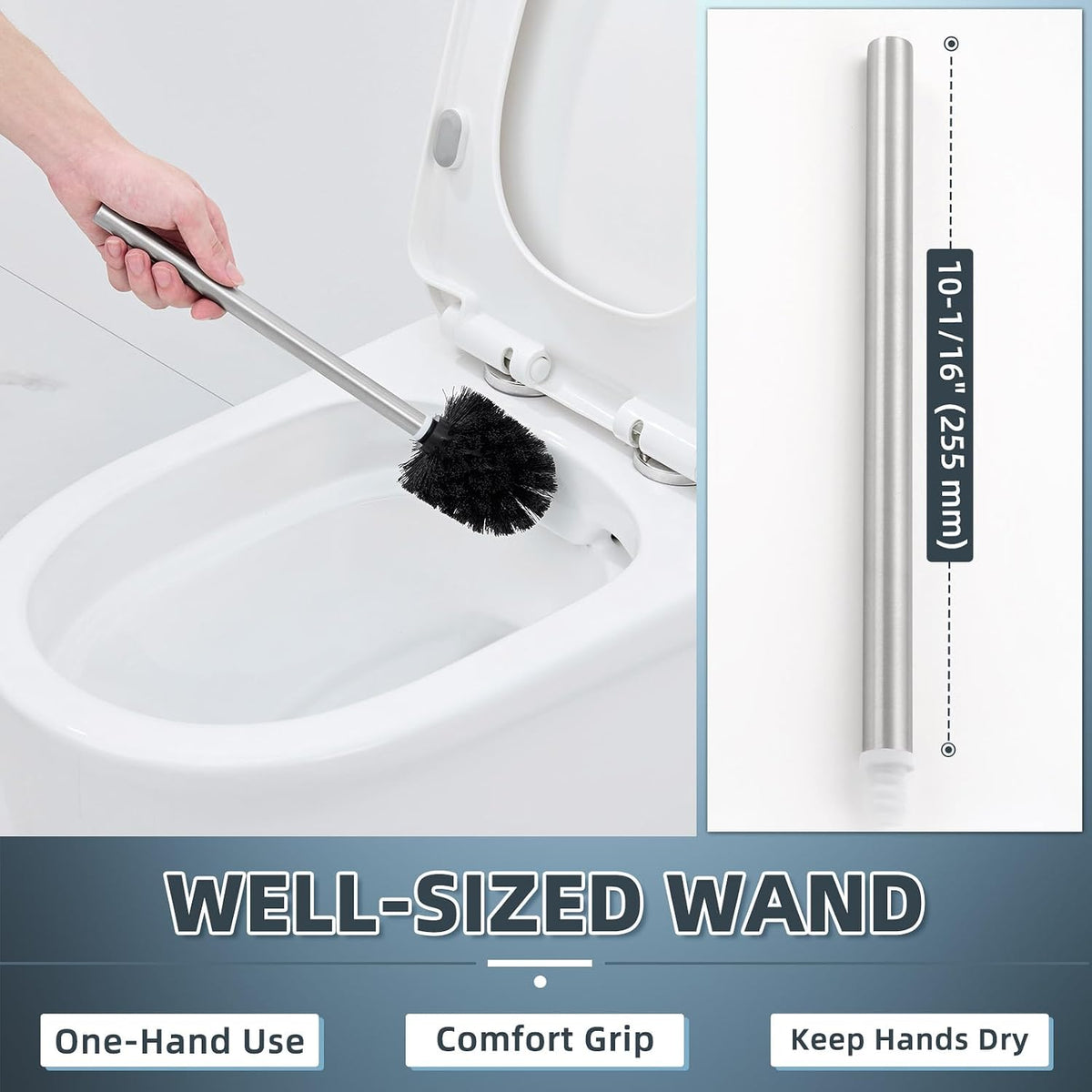 Angle Simple Toilet Brushes Refills, Black Toilet Bowl Scrubber Head 3 PCS