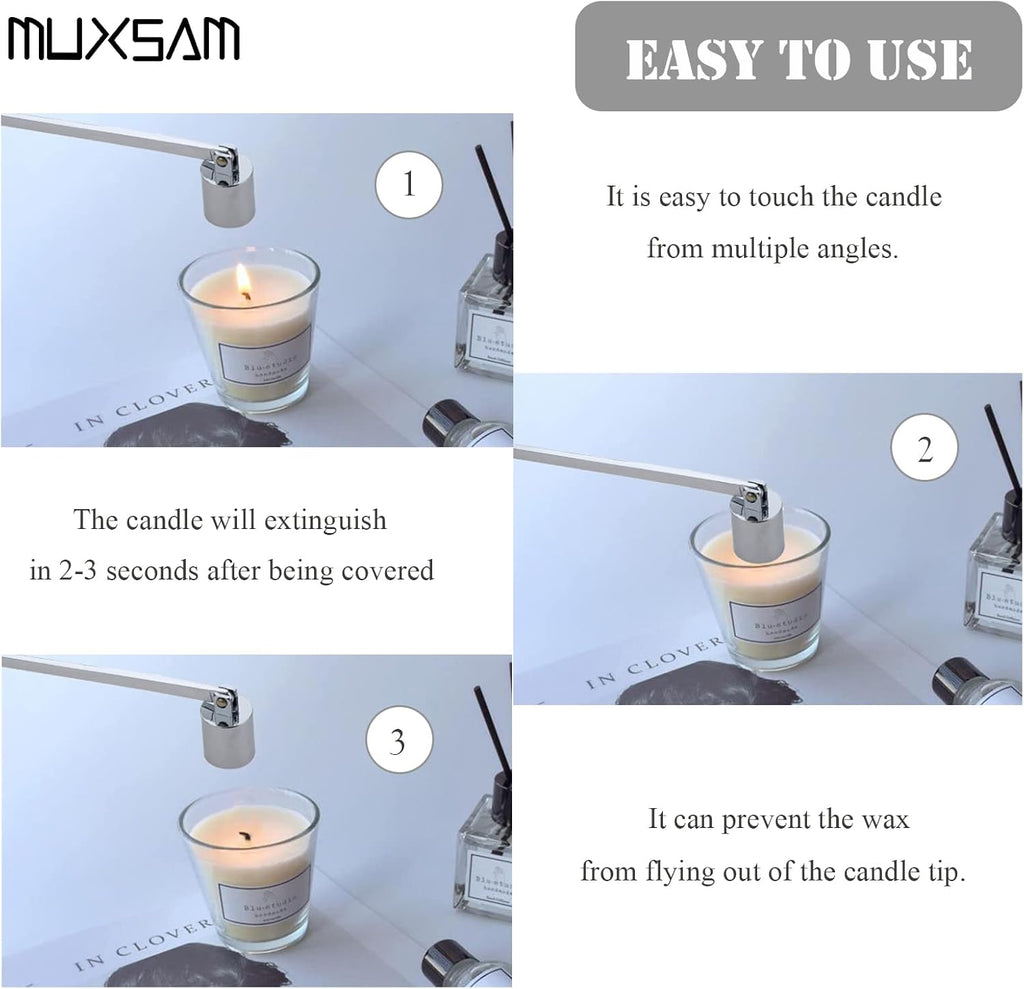 1Pc Candle Snuffer Candlesnuffers Extinguisher with Long Handle Silver