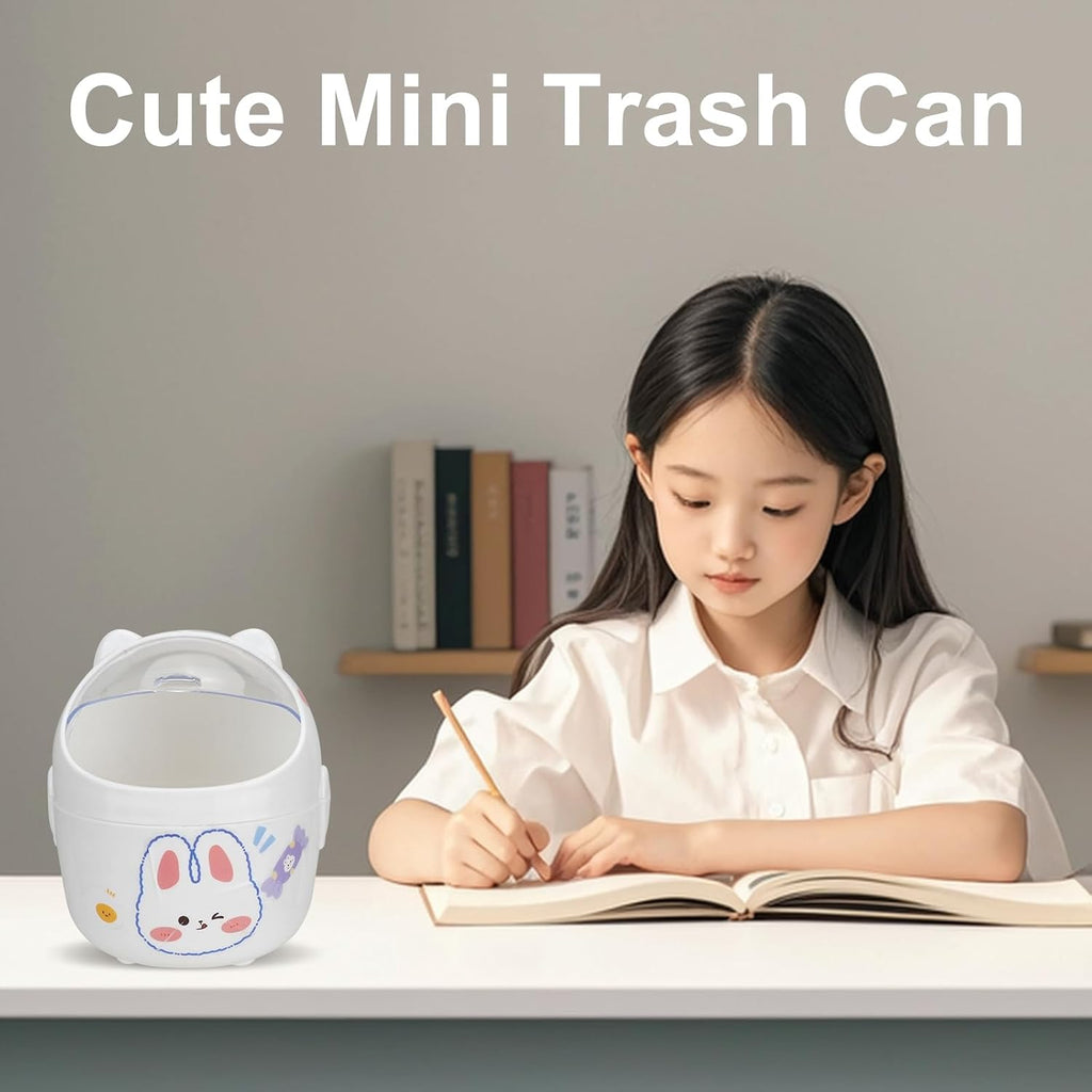 Mini Trash Can with Lid, Cute Small Desktop Waste Bin with 90 Garbage Bags