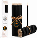 Petekoğlu 15-Pack Beeswax Wish Candles – Handcrafted, Drip-Free, Smoke-Free Slim Taper Candles for Rituals, Meditation, Birthday & Home Décor – Natural Honey Scent 7.87” x 0.24” (Black)