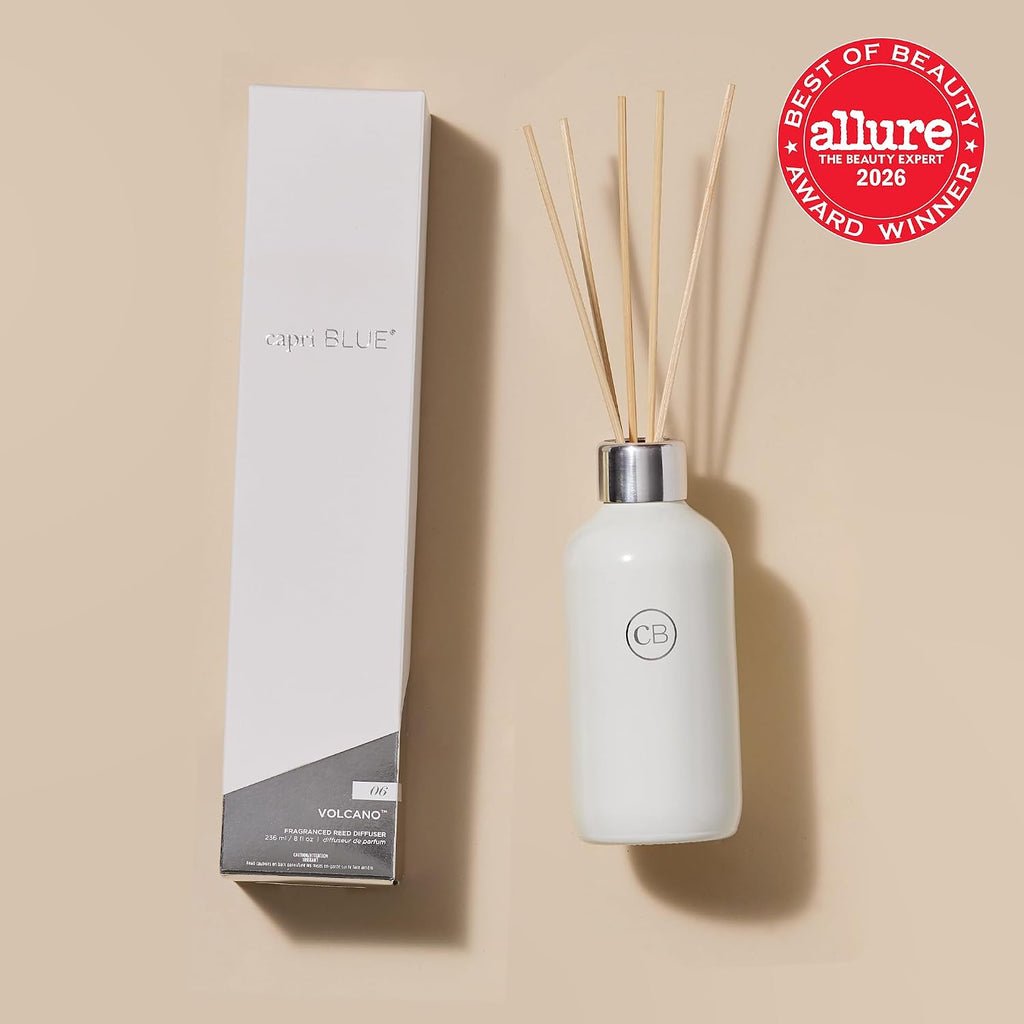 Capri Blue Volcano Reed Diffuser Set, Includes Reeds, Fragrance Oil, and Glass Bottle for Home Décor, Room Fresheners, White (8 Fl Oz)