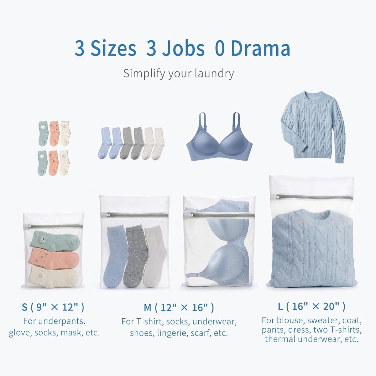 Muchfun 4Pcs Durable Fine Mesh Laundry Bags for Delicates
