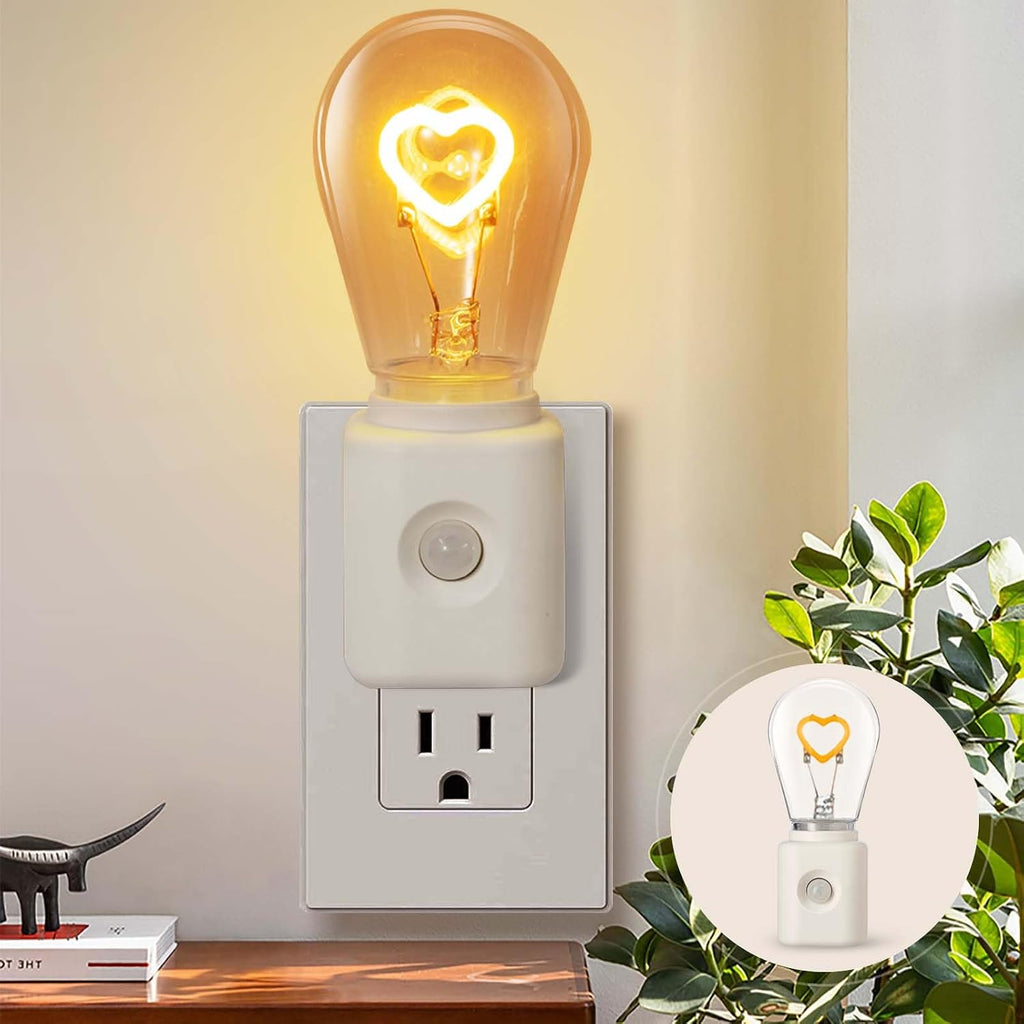 Plug in Night Light, 1W Warm White Led Night Bulb, Vintage, 10-100 lm Adjustable Brightness, for Bathroom, Hallway, Stairs, Bedroom, Kitchen, 1 Pack