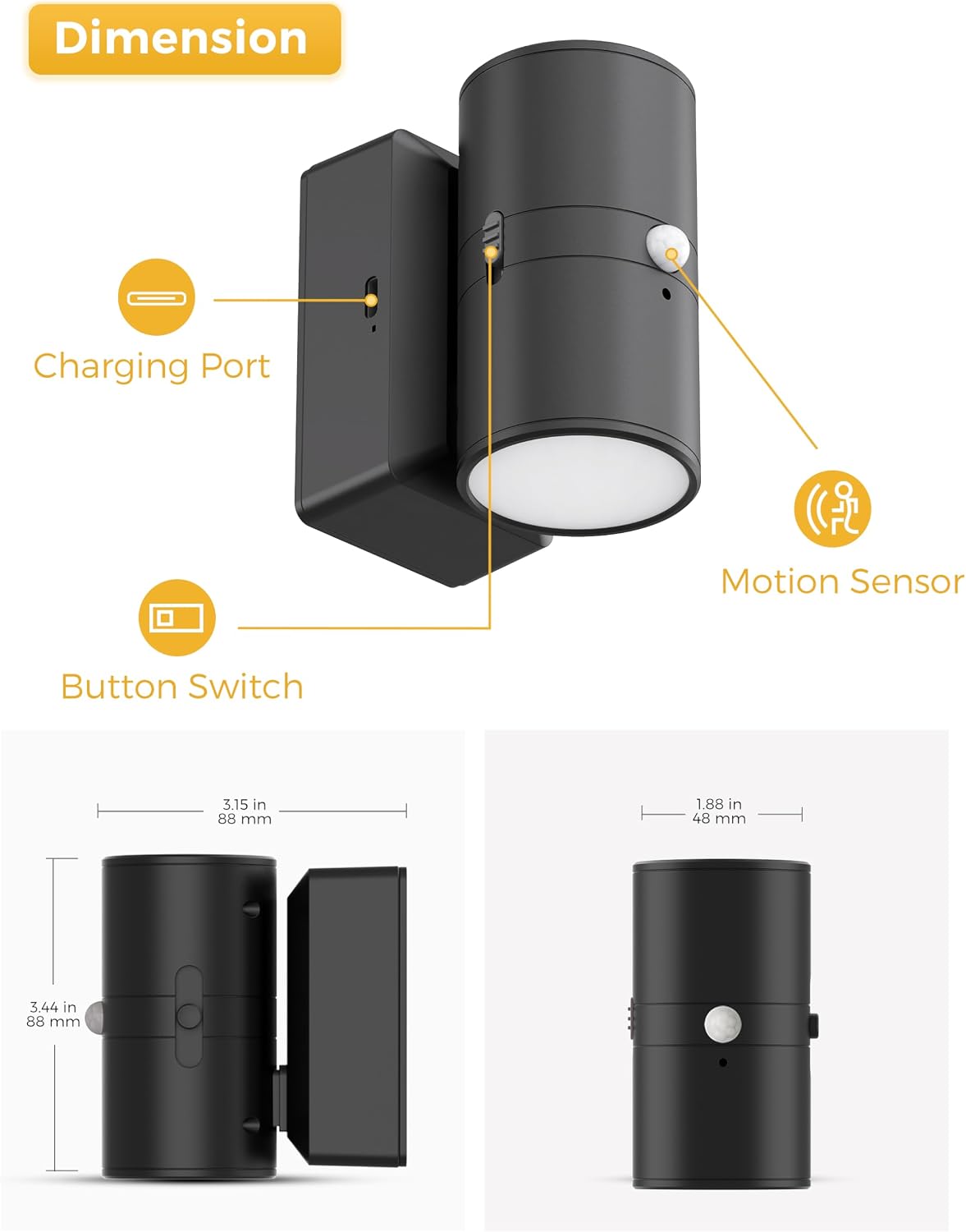 L LOHAS LED Motion Sensor Night Light, Rechargeable Night Light