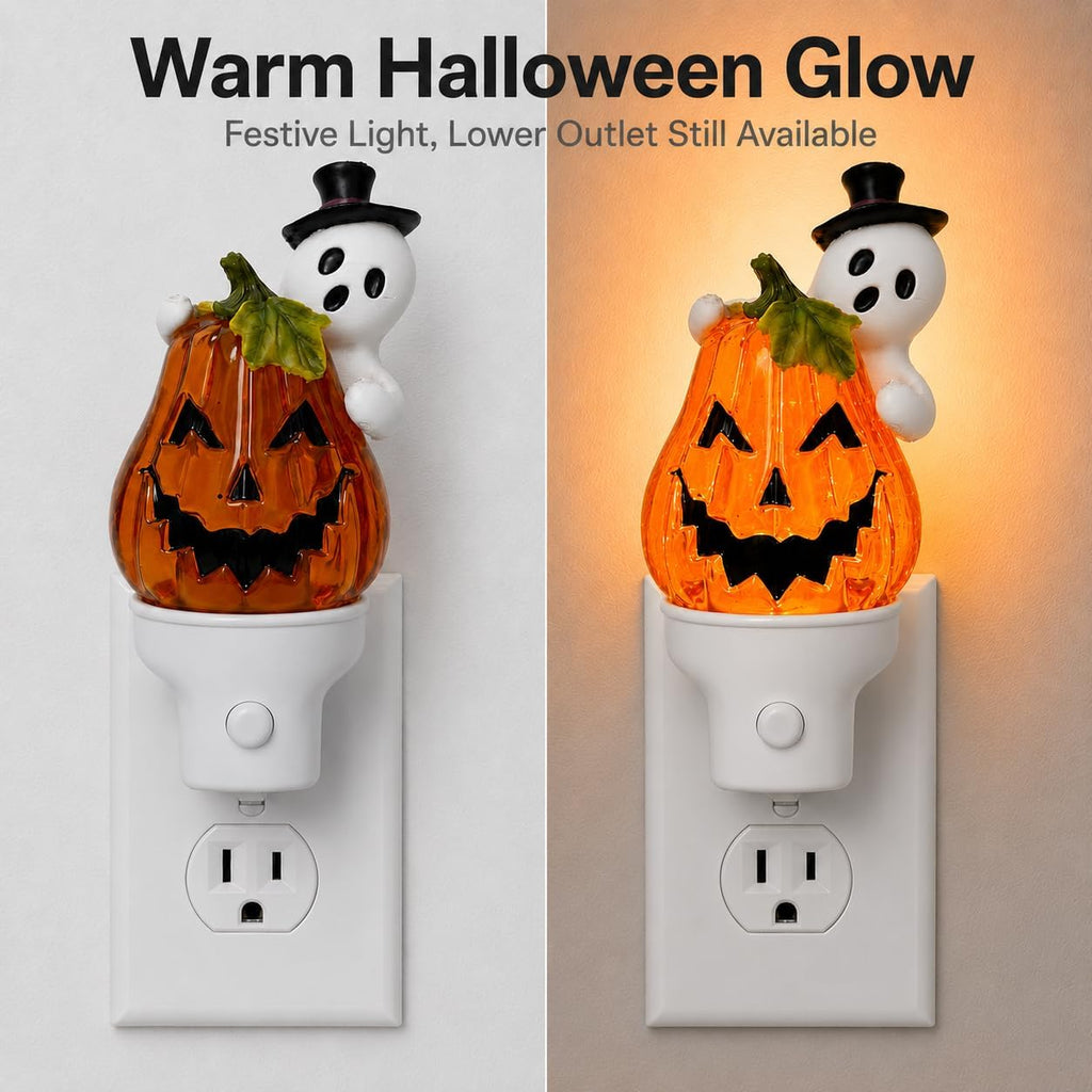Halloween Ghost Pumpkin Water Spinner Plug-In Wall Night Light