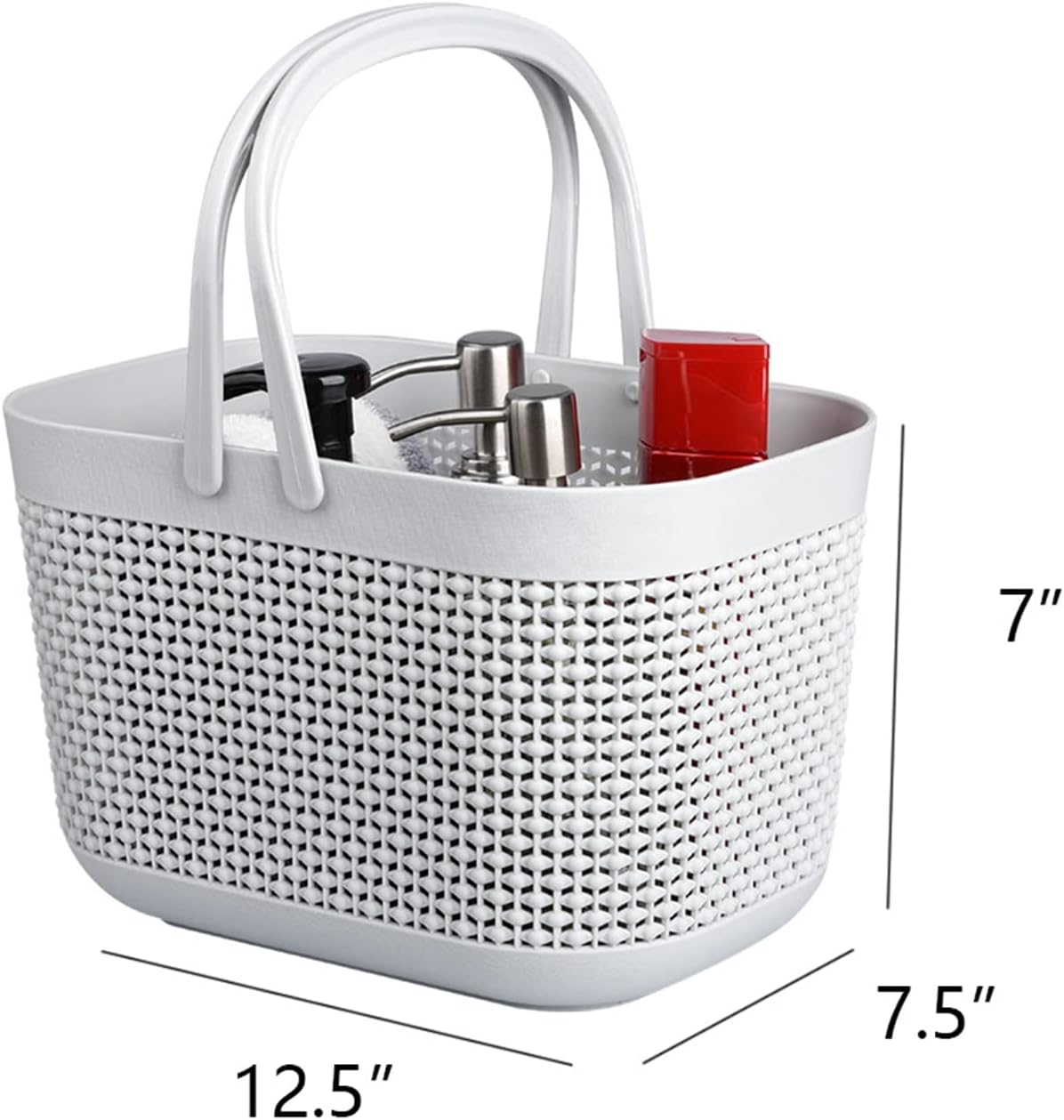 Plastic Portable Shower Caddy Basket, Storage Organizer, Grey, 2 Pack