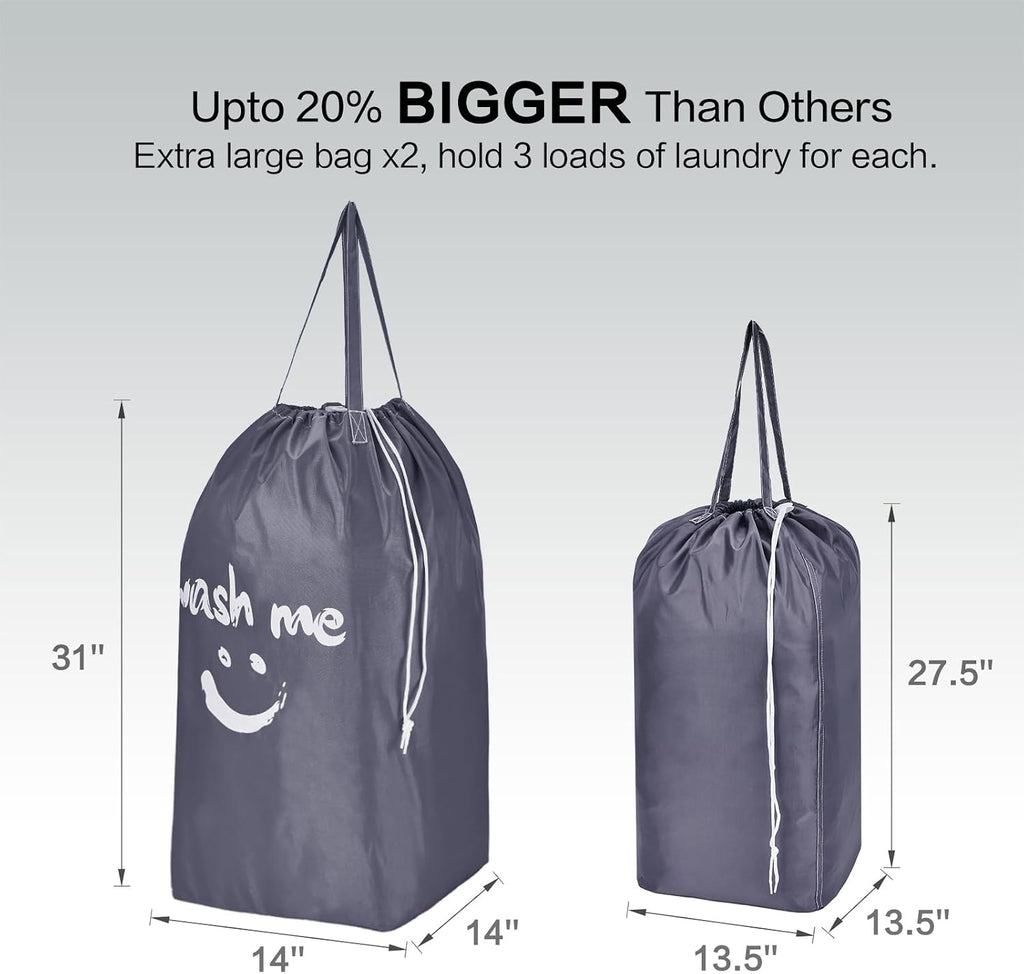 HOMEST 2 Pack Wash Me Travel Laundry Bag with Handles