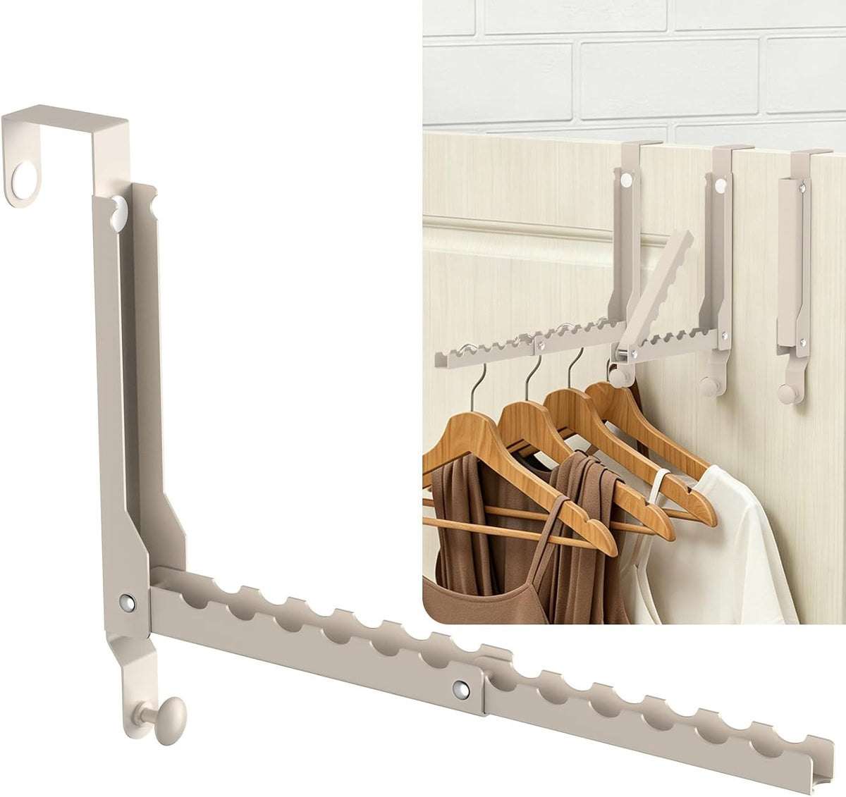 Over The Door Hooks for Clothes Hanger,Foldable Over The Door Clothes Drying Rack Collapsible,Space Saving Drying Rack Clothes for Dorm Laundry Room Bathroom Closets