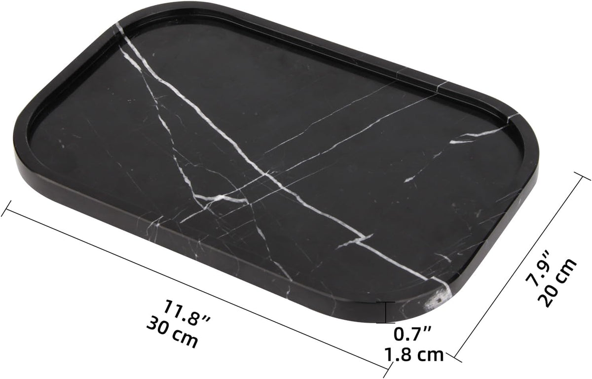 Marble Bathroom Vanity Decorative Tray, Black Marquina, 12 * 8 * 0.8