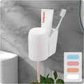 Toothbrush Holders for Bathrooms Toothbrush Holders Wall Mounted BPA-Free Tooth Brush Holder with Toothbrush Cup Drilling-Free (White)