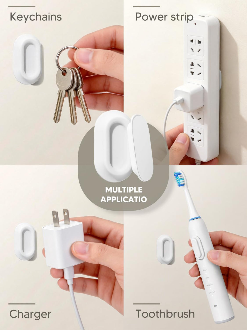 6 Pack Magnetic Remote Control Holder, No-Drill Wall Mount Organizer, Self-Adhesive Silicone Remote Caddy, for Bed,TV,Ceiling Fan,Air Conditioner Remotes Rv Storage And Organization, White