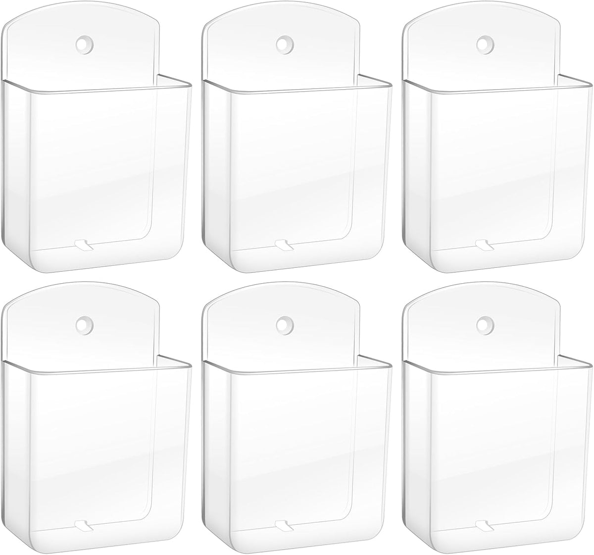6 PCS Remote Control Holders Wall Mount, Self Adhesive TV Air Conditioner Remote Control Holder, Wall Mount Storage Box Organizer Wall Pen Holder Storage for Home Office School (Transparent)
