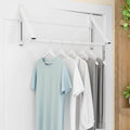 Over The Door Clothes Hanger Rack Foldable Space-Saving Over The Door Hooks for Laundry Drying Bathroom Towels & Home Office(White)