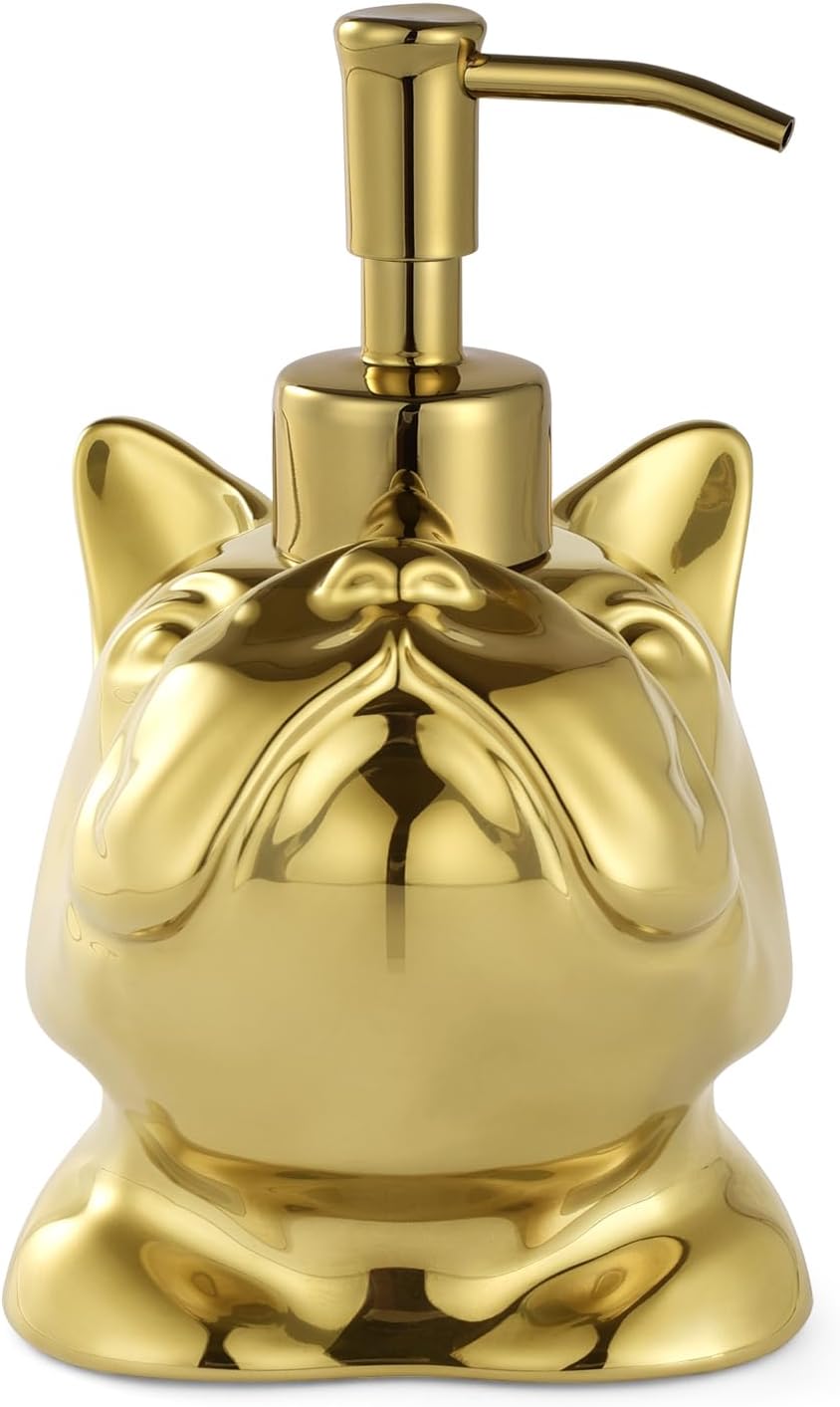 Gold French Bulldog Hand Soap Dispenser Dog Lover Gift