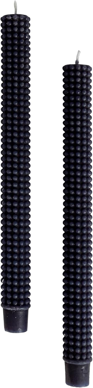 Creative Co-Op Hobnail Taper Candles in Box, Navy Blue, Set of 2