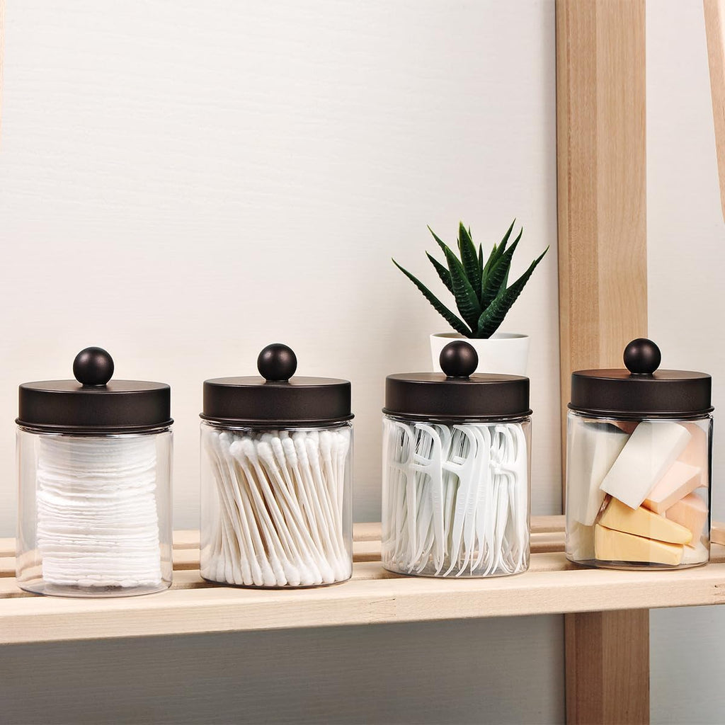 Amolliar Acrylic Apothecary Jar Bathroom Qtip Holder Bronze 6 Pack