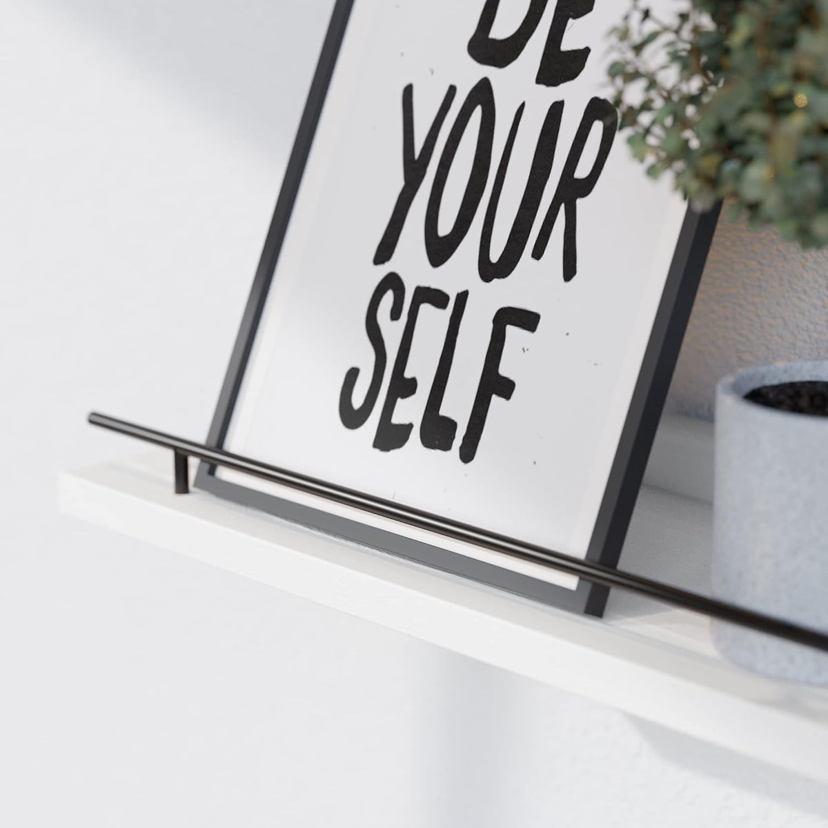 WOPITUES Floating Shelves for Wall Decor Set of 3, Black and White