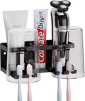 Wall Mounted Toothbrush Holders for Bathroom, Self Adhesive or Drill, Black