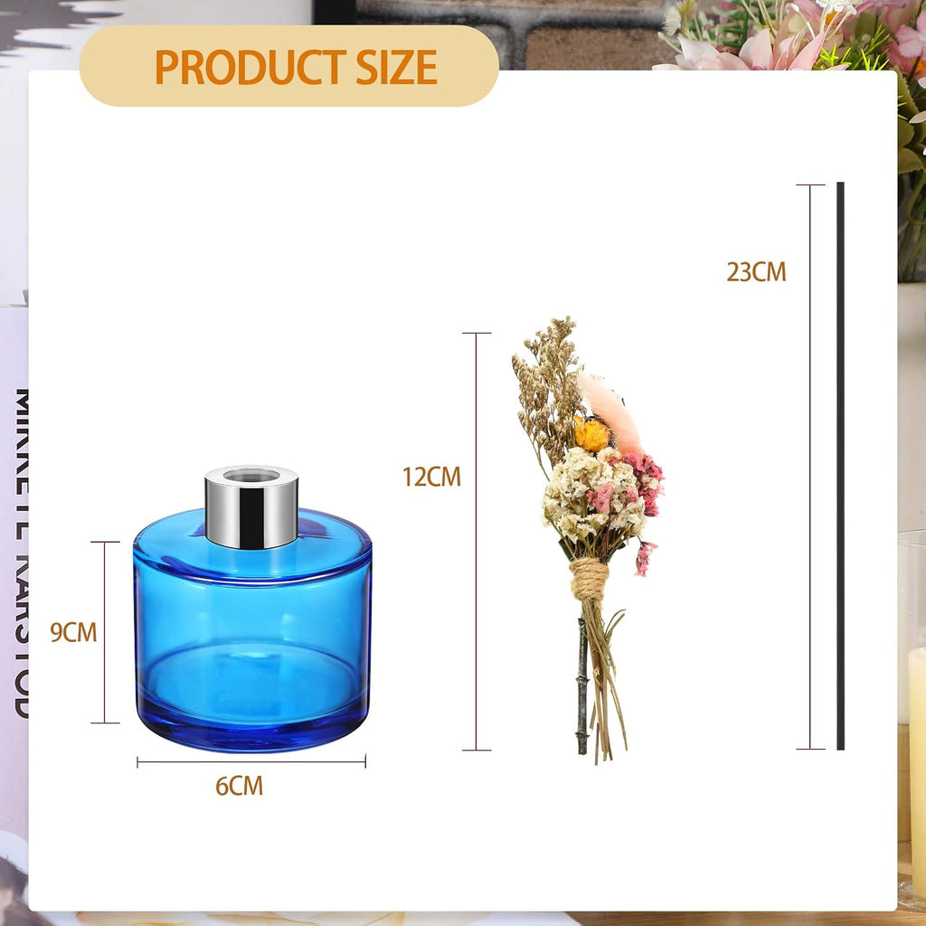 Rtteri 2 Sets Empty Reed Diffuser Bottles with Sticks, 5oz,Blue Color