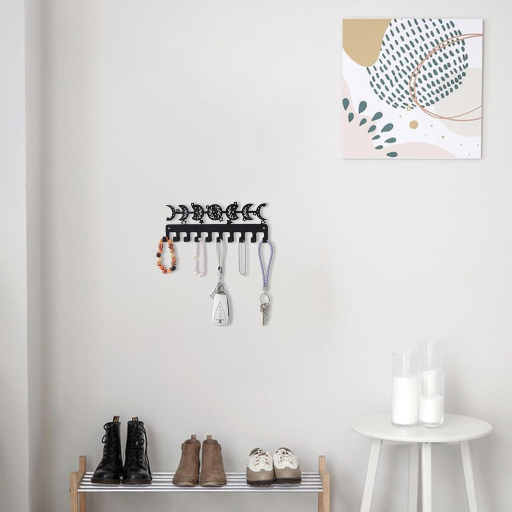 SUPERDANT Moon Phase Key Holder Wall Mounted Key Hanger for Entryway