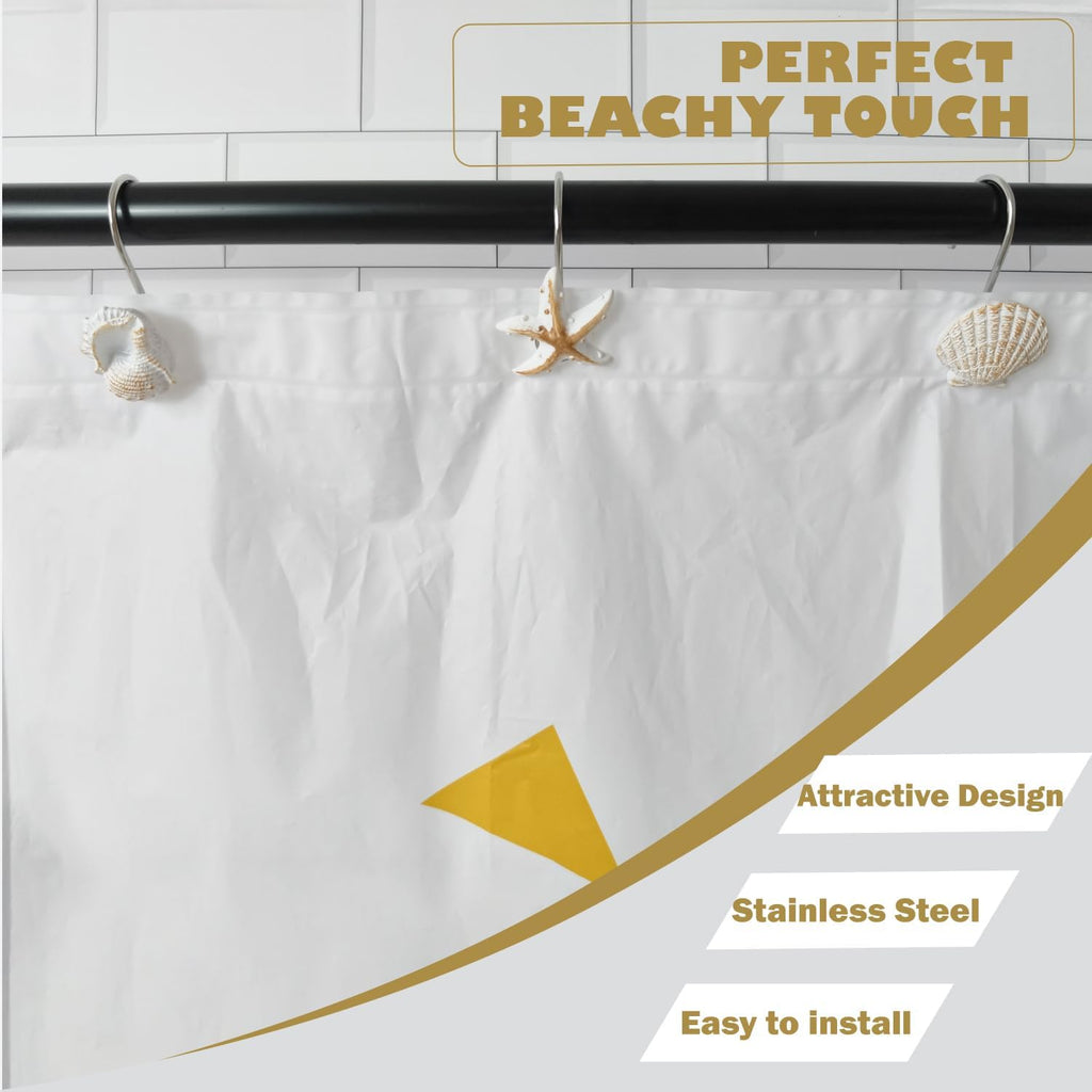 Coastal Decorative Rings Shower Curtain Hooks Resin Beachy Hangers