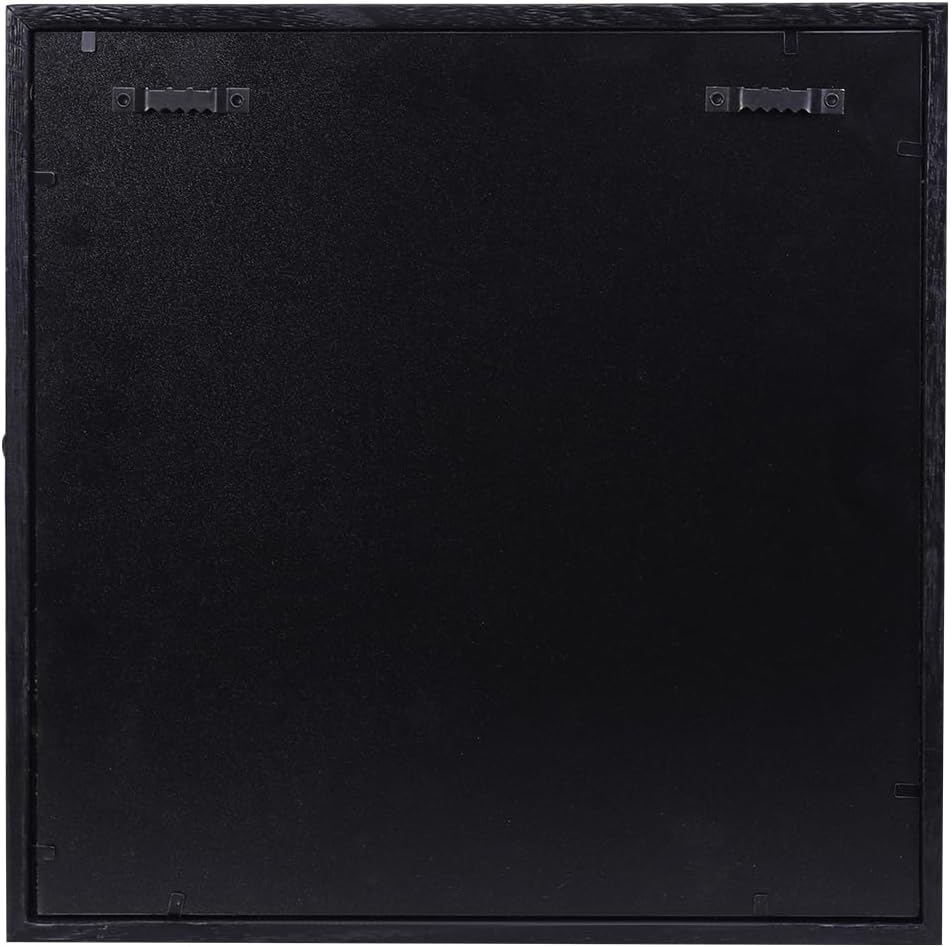 15x15 Extra Deep Large Shadow Box, 4-Inch Exterior Depth, Solid Wood, Black