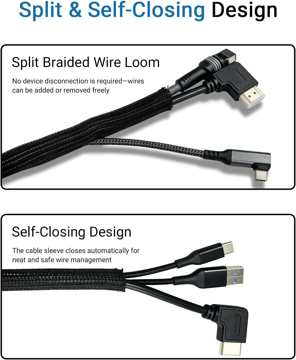 Cable Management Sleeve,10ft 1/2in Cord Protectors from Pets No Chew