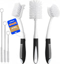Holikme 6 Pack Dish Brush Set with Bottle Brush, Dish Scrub Brush,Black