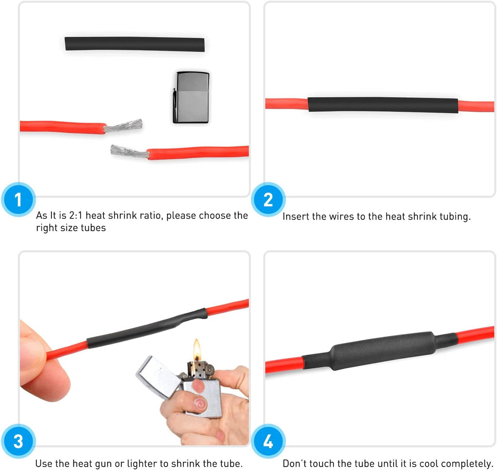 Nilight - 50005R Heat Shrink 2:1 Electric Insulation Tube Kit 45mm Flame Retardant Wrap Cable Sleeve 560pcs 5 Colors 12 Sizes with Storage Box，2 Years Warranty