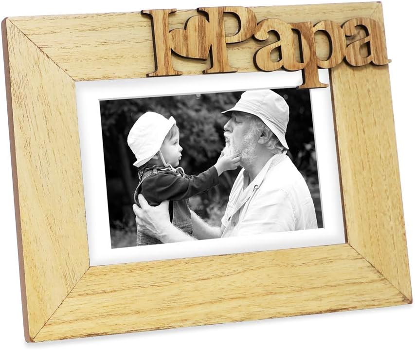 Isaac Jacobs 5x7 (Matted 4x6) Natural Wood I Love Papa Photo Frame