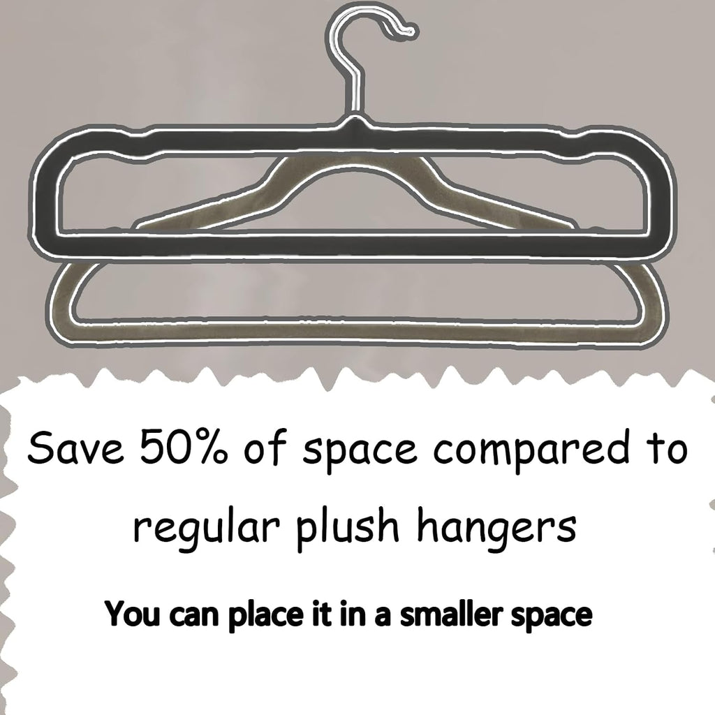 20 Pack Velvet Pants Hangers for Closet Space Saving, Thin Hanger (Black)