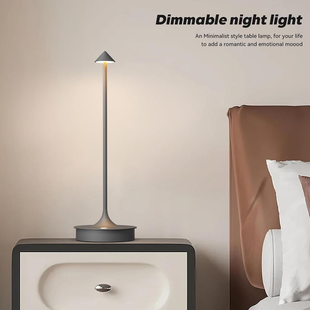 Small Cordless Table Lamp Rechargeable, Battery Operated Desk Lamp, 4000mAh LED Touch Lamp, Dimmable Portable Outdoor Waterproof Wireless Table Light for Restaurants/Bars/Outdoor(1PC,Gray)