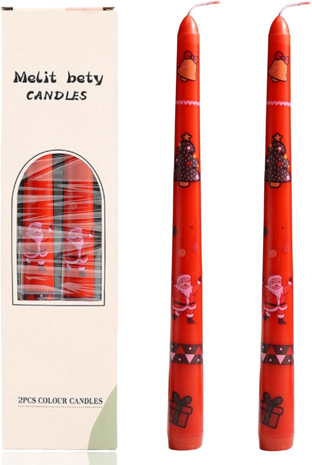 2 Pack Taper Candle 10 Inch A Printed Candles,Candlesticks Unscented Tapered Candl Set for Decor Wedding Party Dinner,Valentine's Day,Various Festivals to Celebrate (A Printed Candle, Red)