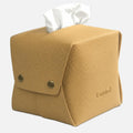Grained Faux Leather Tissue Box Cover Square, Beige