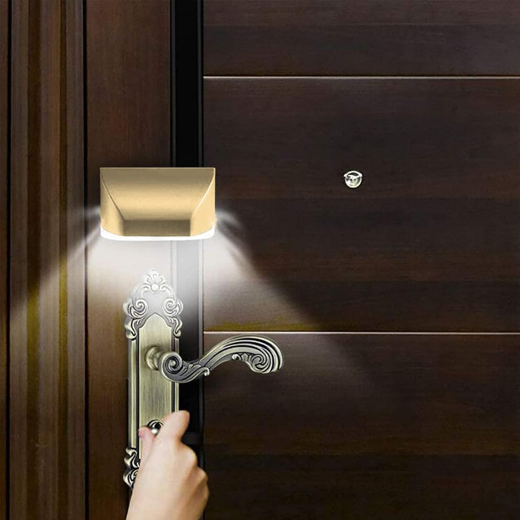 Key Light Door Lights, Small Motion Sensor Light with 4 LED Bulbs, Battery Powered Night Lights for Hallway, Stairway, Kitchen, Closet, Bedroom (2 Pack Gold)