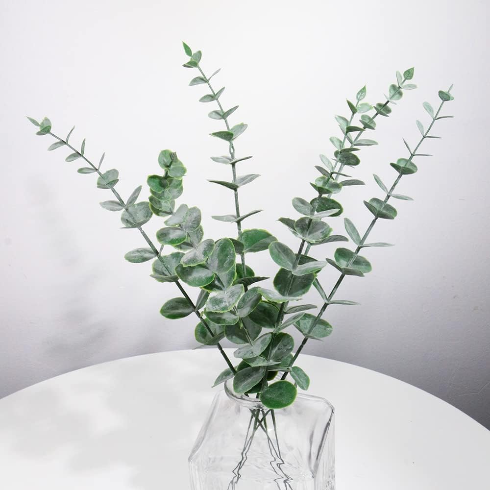 Sivya 40pcs Artificial Eucalyptus Stems, Faux Eucalyptus Leaves for Vase, Wedding Bouquet, Centerpiece, Home Decor