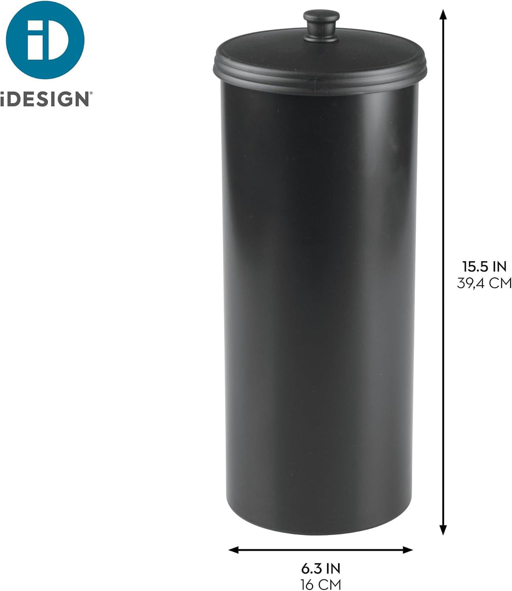 iDesign Freestanding Bathroom Toilet Paper Storage Holder, Matte Black