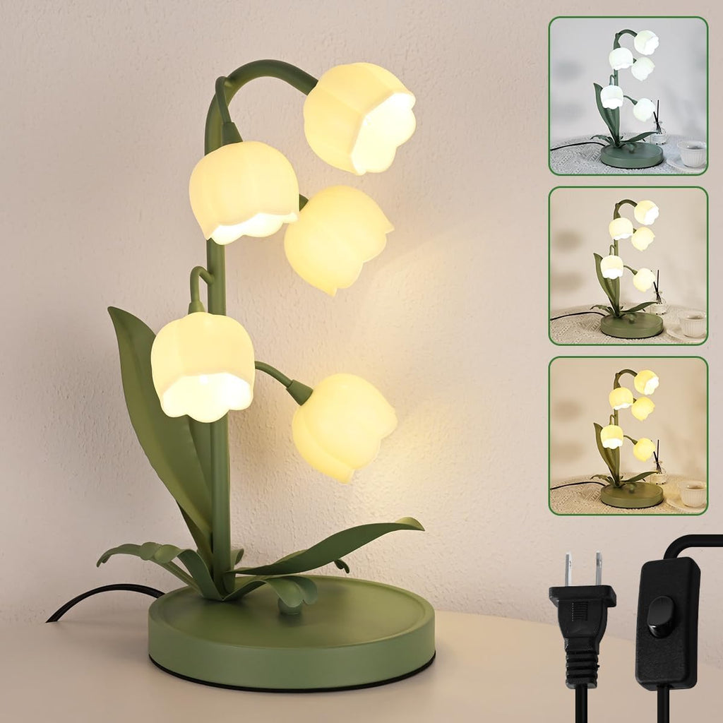 NewAoNaSen Flower Table Lamp Flower Reading Light with 5 Lily of The Valley