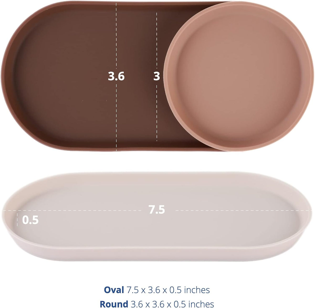 Blue Ginkgo Mini Silicone Trays – Set of 6 Easy-Clean Organizers for Bathroom, Kitchen, Desk, Vanity, and Cosmetics (Brown, Tan, Ivory)