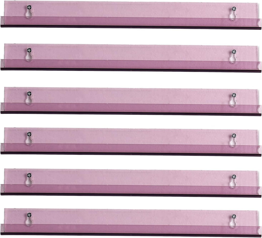 Sooyee 15 Inch Wall Shelves - Floating Shelf, Small Bookshelf for Kids Room, Hanging Shelves for Wall Storage, Toy Picture Ledge Display Shelf, 6 Pack, Violet