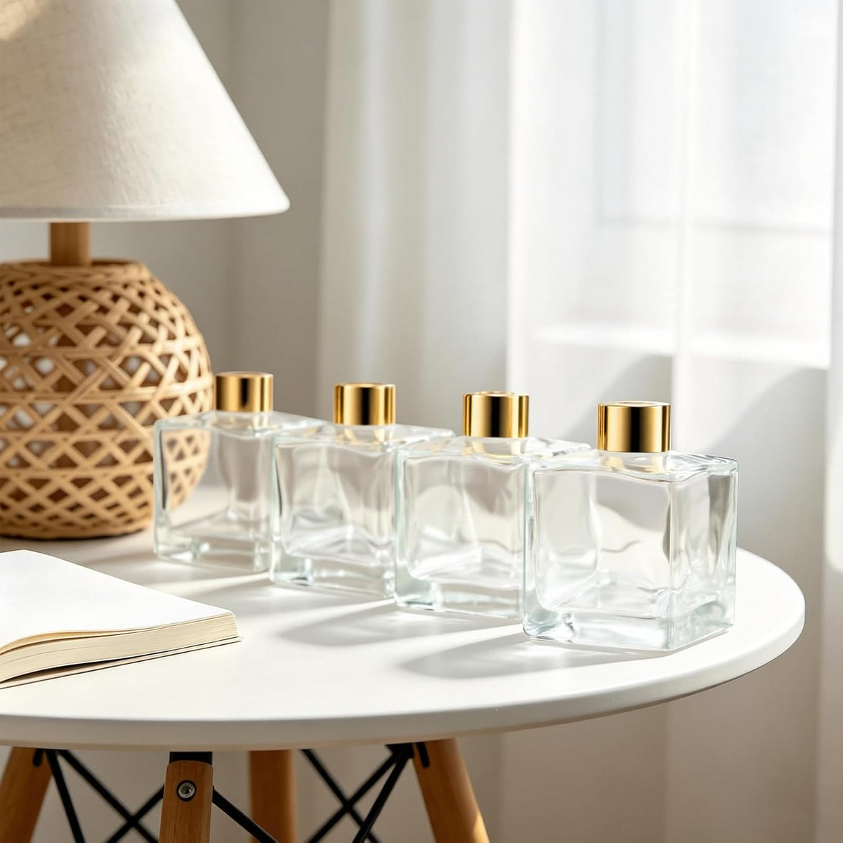 180ml Fragrance Glass Reed Diffuser Bottles Set of 4 Jars