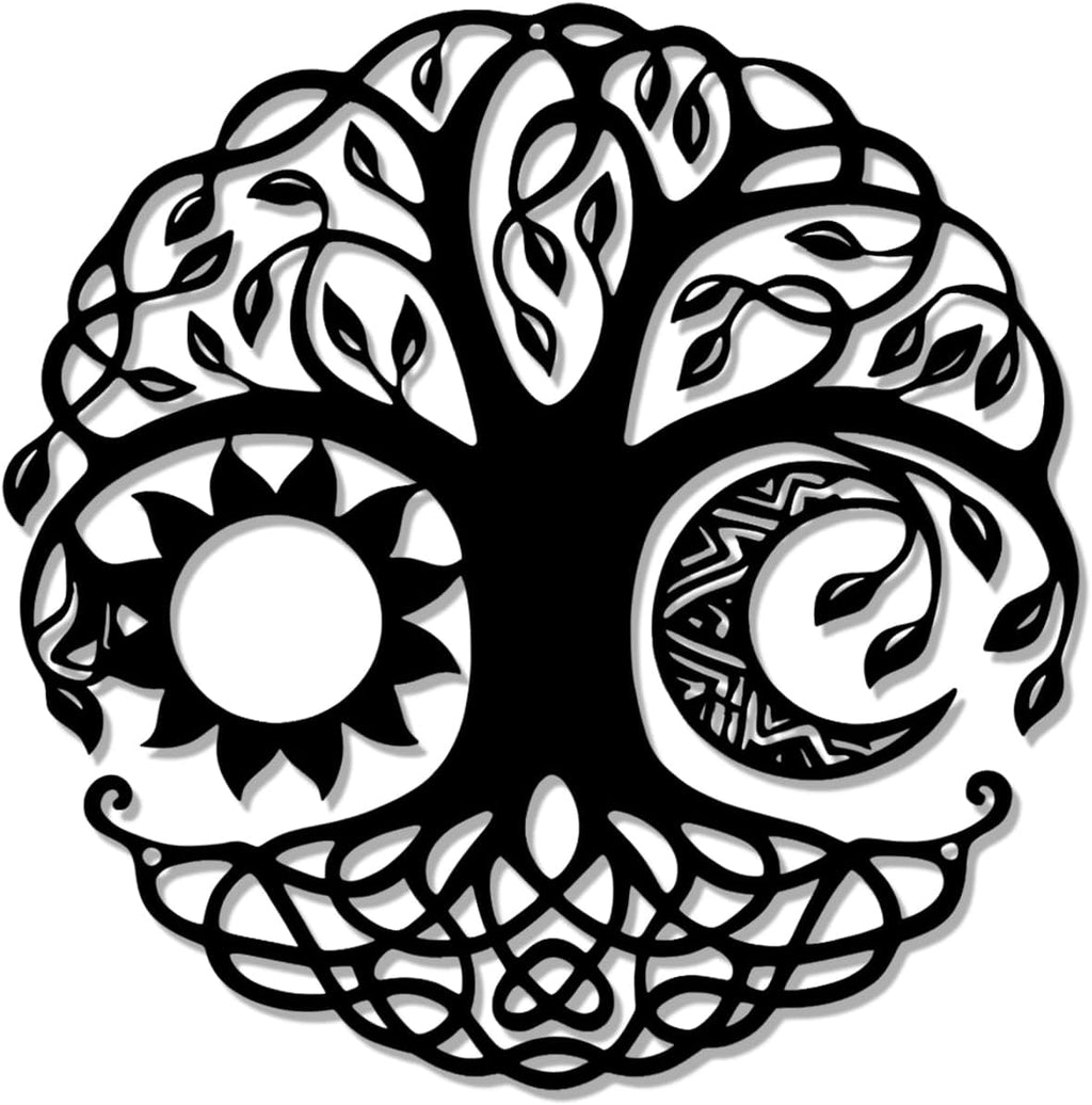 DYMACHINE Metal Wall Decor,Black Art Wall Decors,Boho Sign Accessories Adornos Para Sala,Living Room Modernos House Decorations For Bedroom,Apartment,Office,Kitchen,Black Outdoors (Sun And Moon)