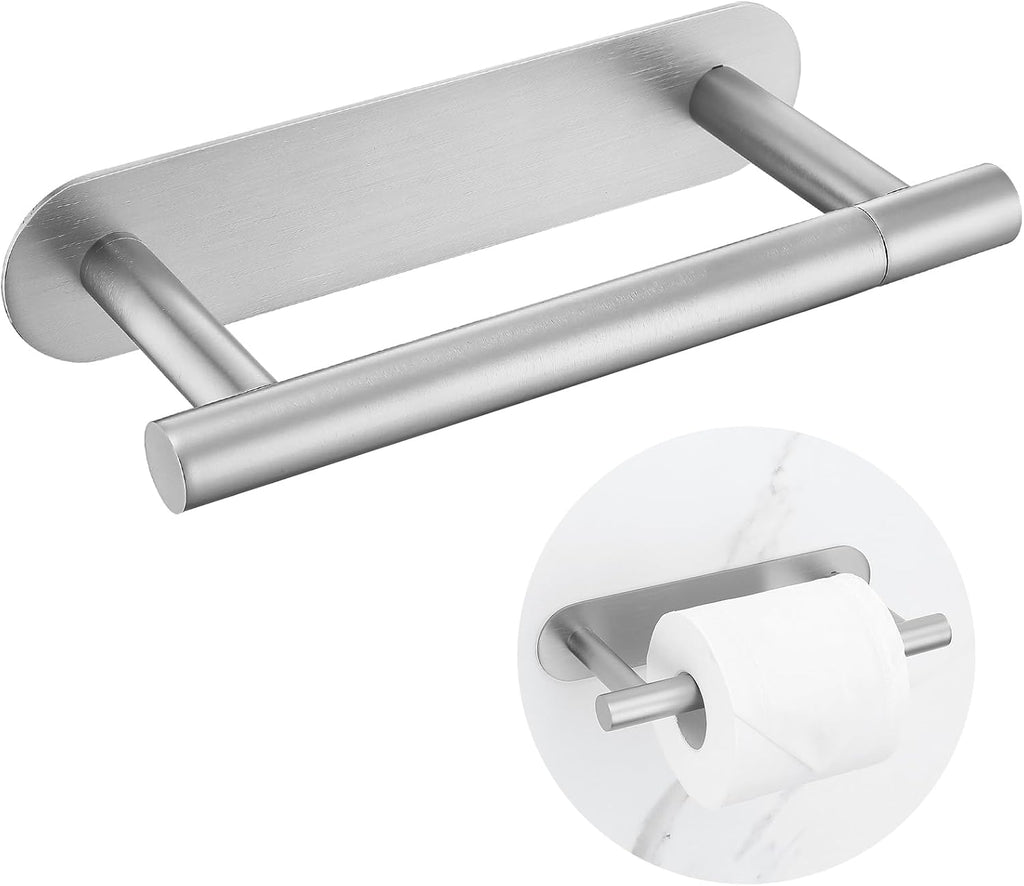 Brushed Nickel Self Adhesive Toilet Roll Paper Holder No Drill for Bathroom