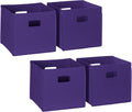 RiverRidge Folding Storage Bins - 4-pack of 10in Tall Dark Purple Cubes